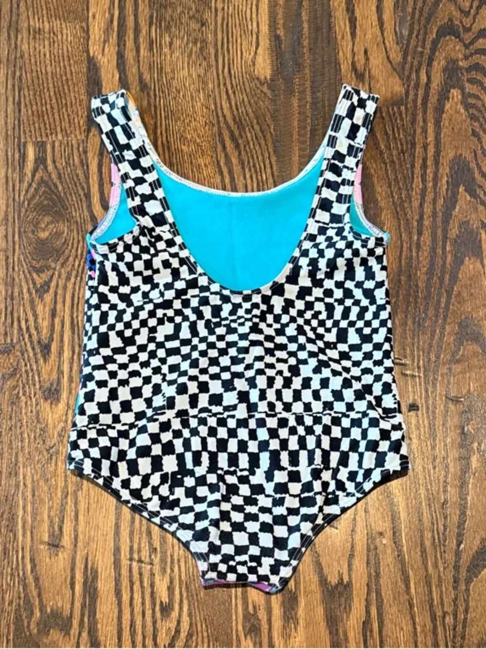 Mara Hoffman Girls One-Piece Swimsuit - Pink, Turquoise & Yellow Geometric Print